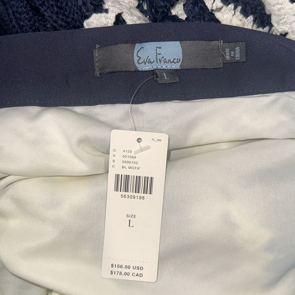 NWT Eva Franco Crochet Skirt Blue White Anthropologie Large - Picture 10 of 11